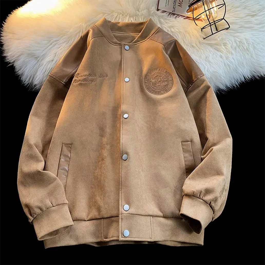 Waterproof Men's Varsity Jacket with Easy-to-Clean Fabric and Embossed Details