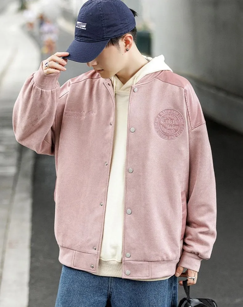 Waterproof Men's Varsity Jacket with Easy-to-Clean Fabric and Embossed Details