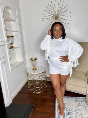 White Fringe Short Set