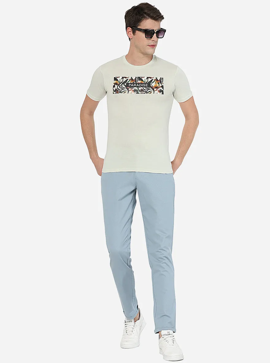 White Printed Slim Fit T-Shirt | Greenfibre