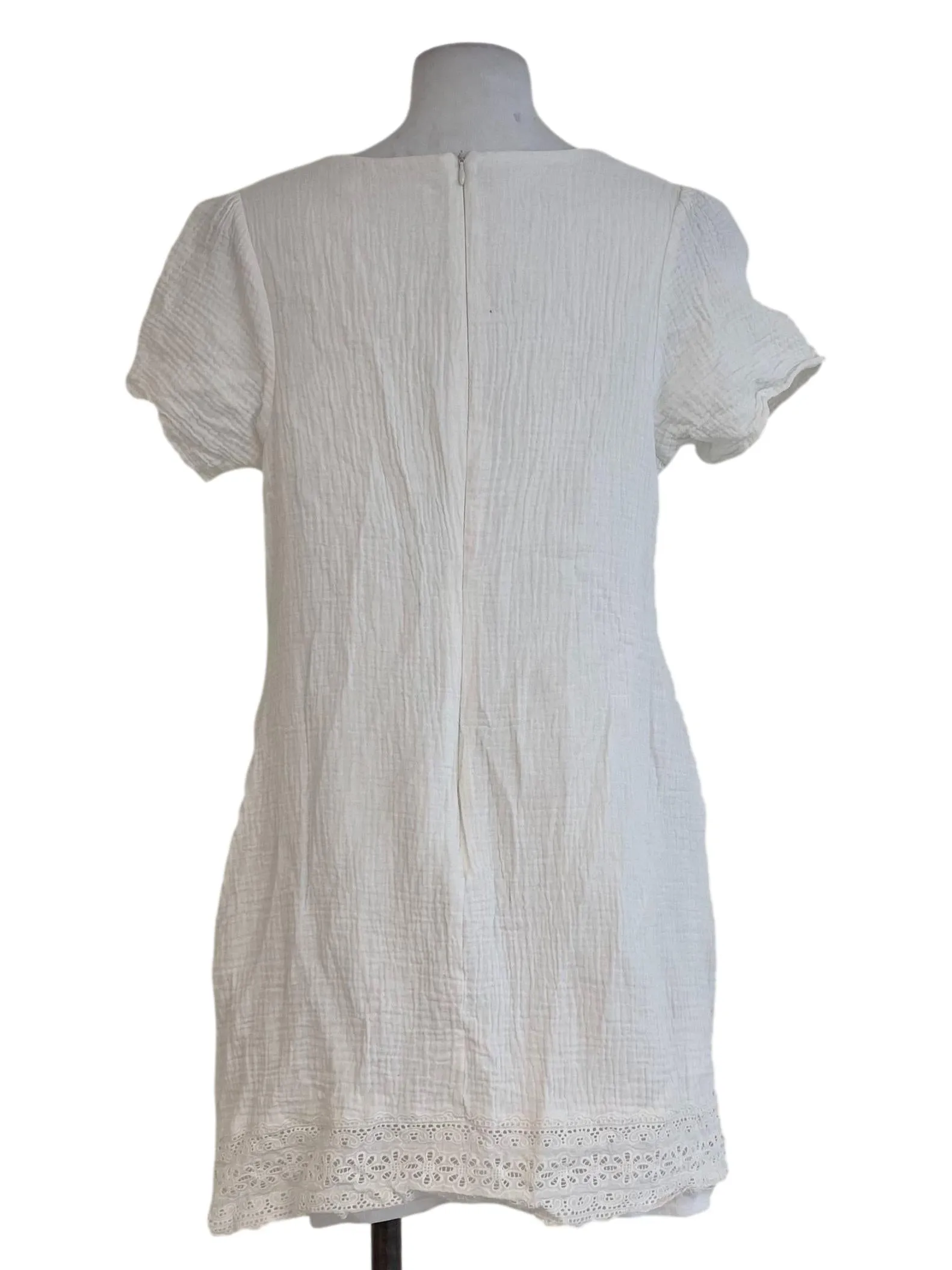 White Textured Mini Dress
