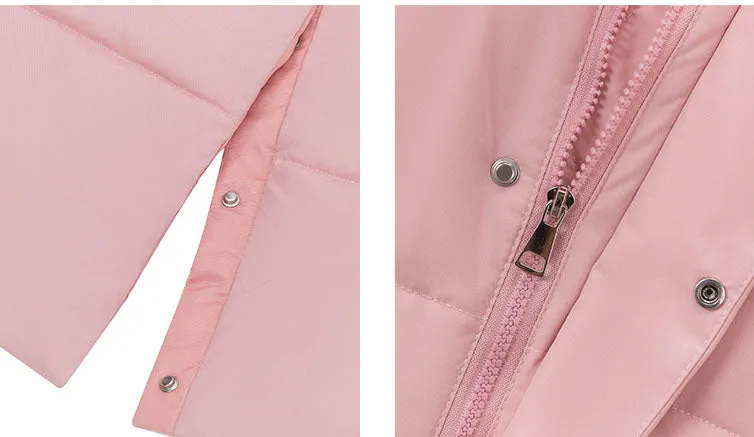 Windproof and Easy-to-Clean Solid Women's Puffer Coat