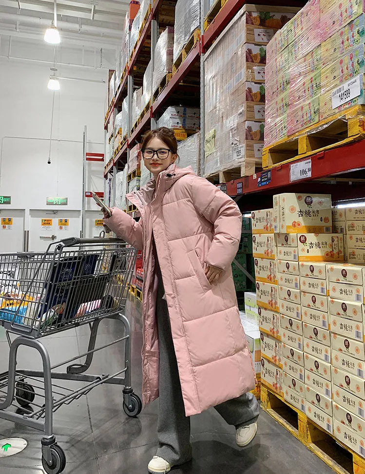Windproof and Easy-to-Clean Solid Women's Puffer Coat