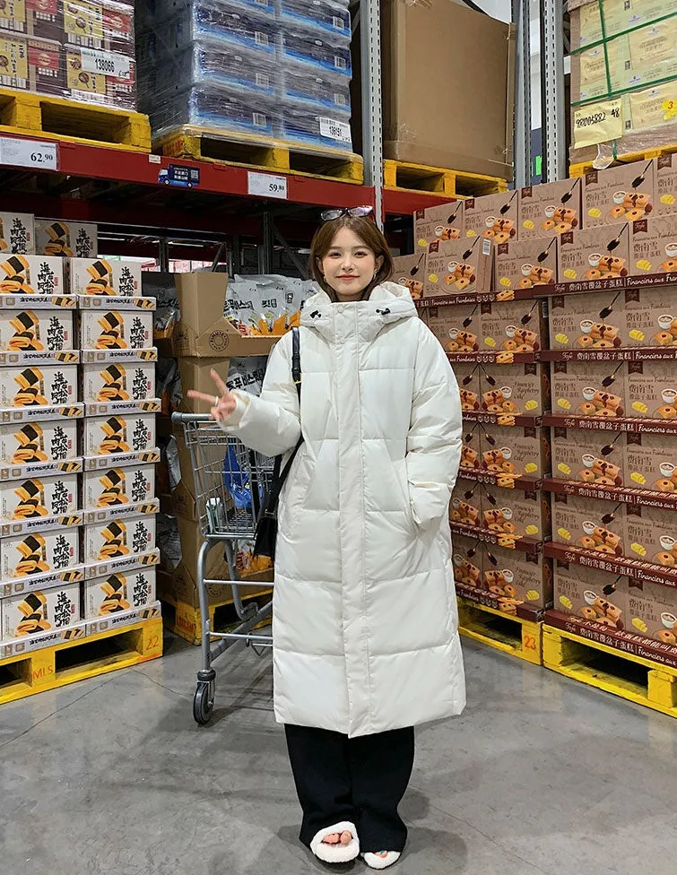 Windproof and Easy-to-Clean Solid Women's Puffer Coat