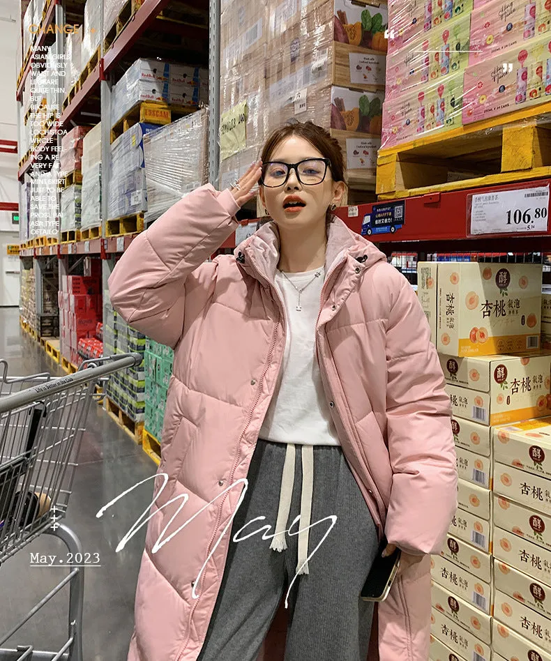 Windproof and Easy-to-Clean Solid Women's Puffer Coat