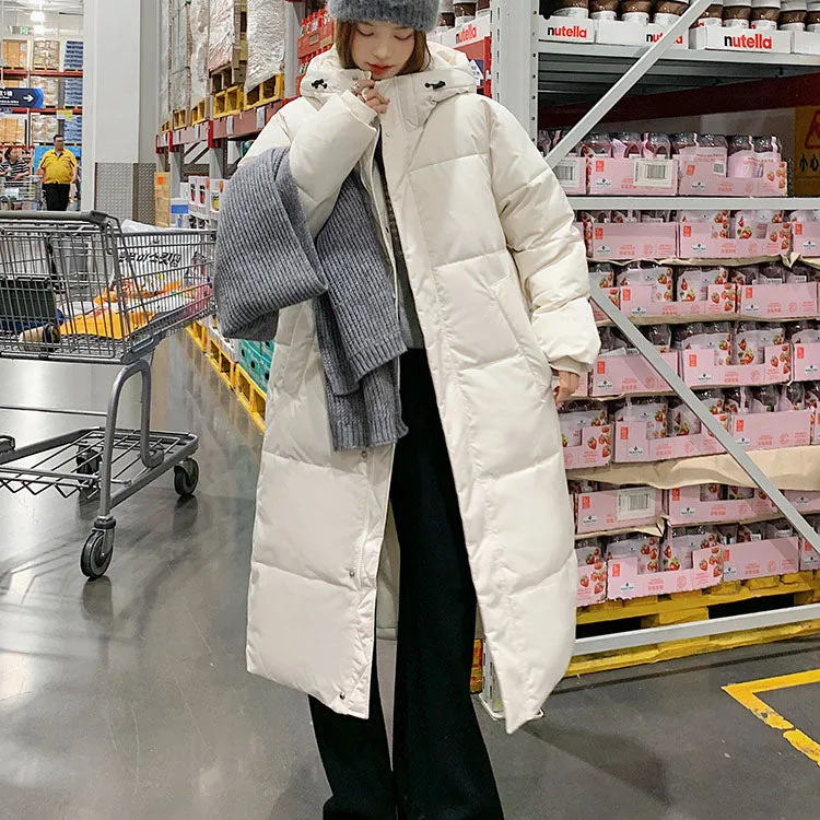 Windproof and Easy-to-Clean Solid Women's Puffer Coat