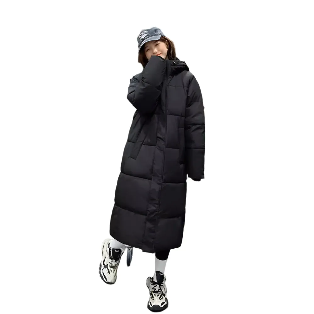 Windproof and Easy-to-Clean Solid Women's Puffer Coat