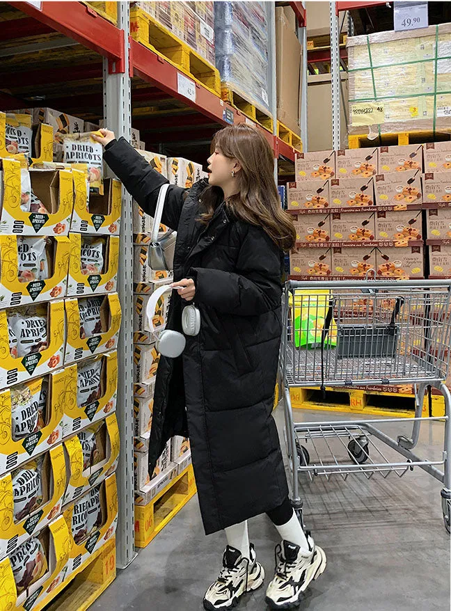 Windproof and Easy-to-Clean Solid Women's Puffer Coat