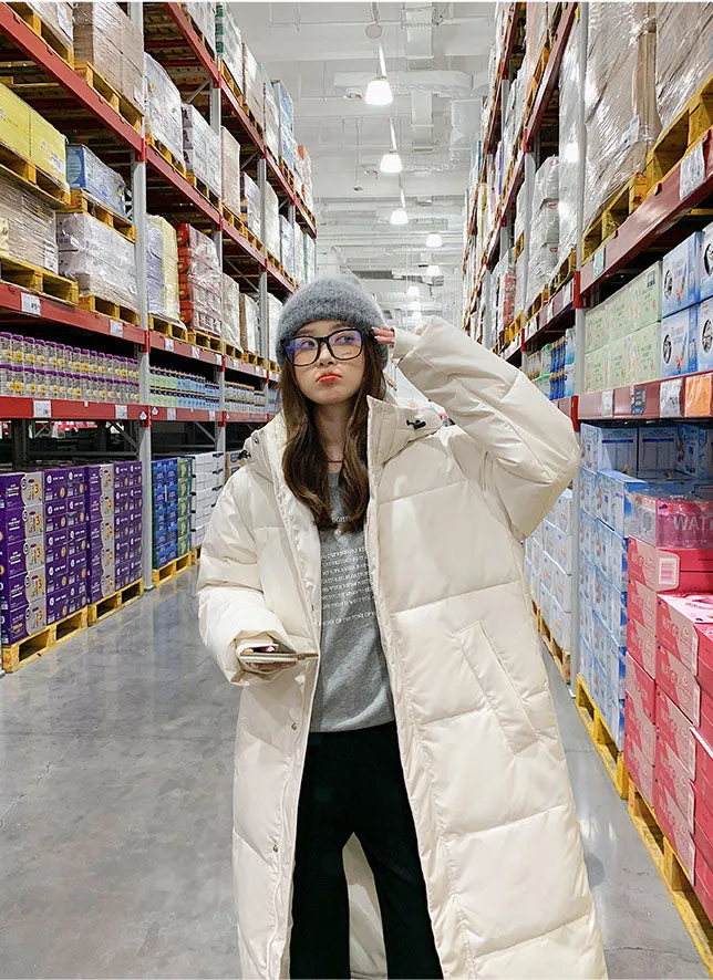 Windproof and Easy-to-Clean Solid Women's Puffer Coat