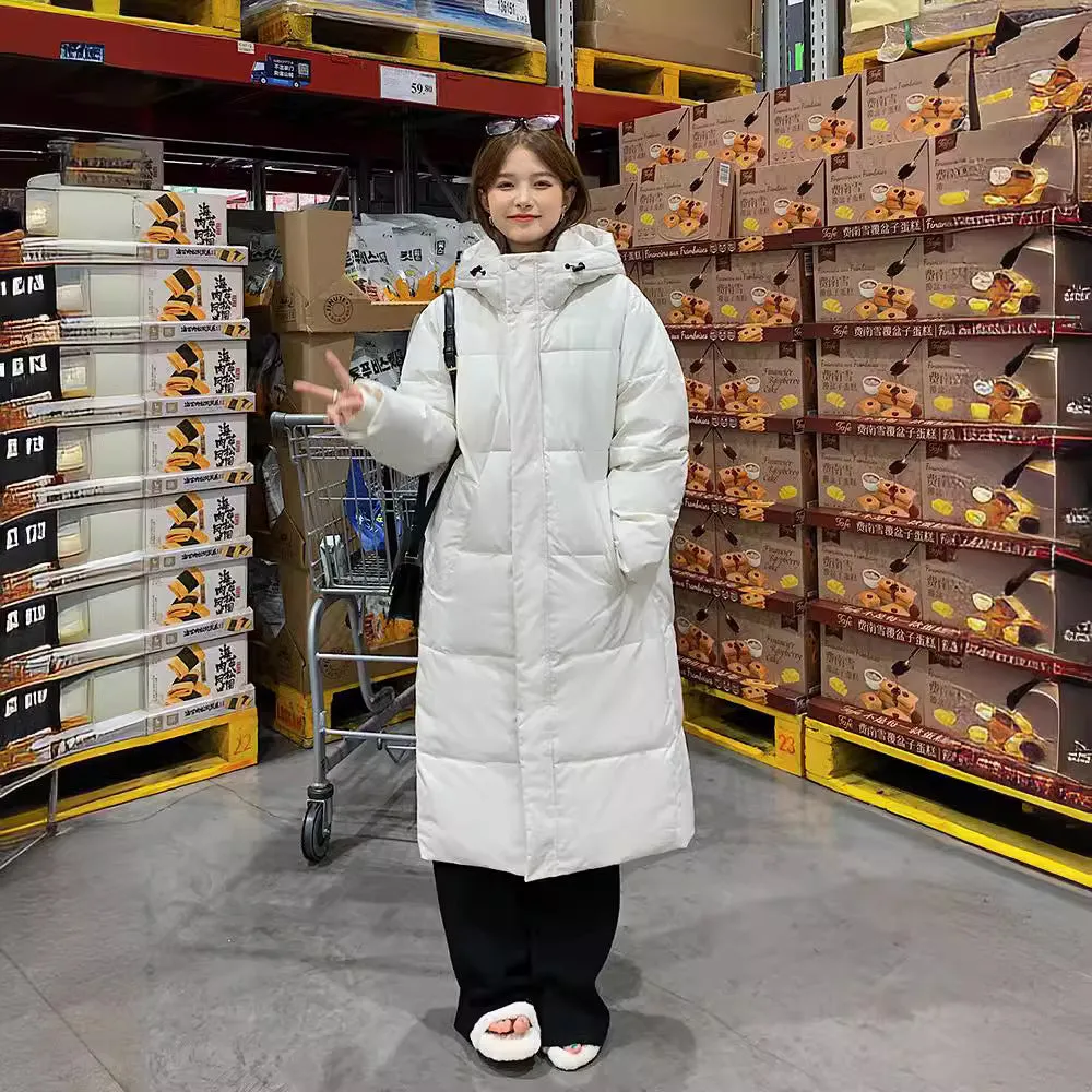 Windproof and Easy-to-Clean Solid Women's Puffer Coat