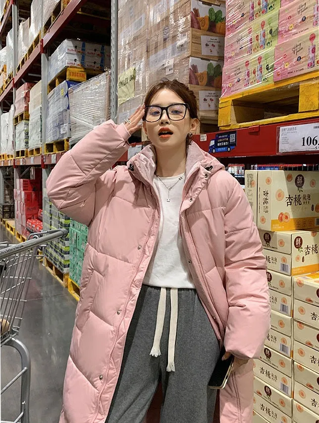 Windproof and Easy-to-Clean Solid Women's Puffer Coat