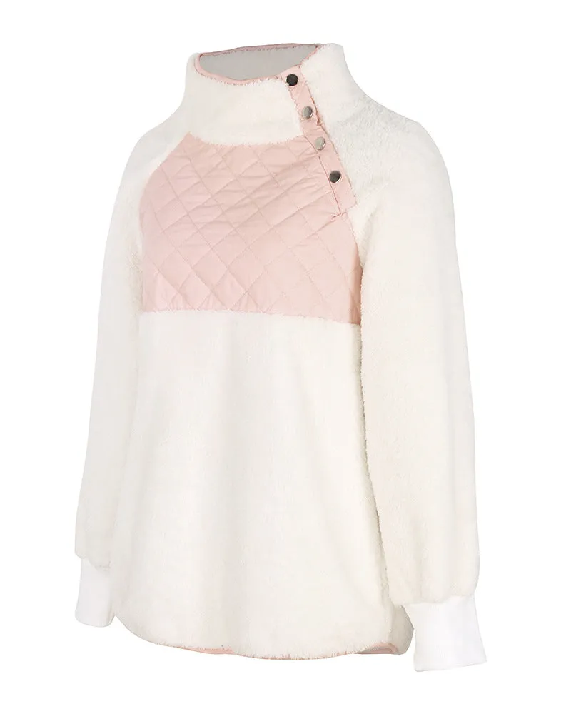 Women's High Collar Oblique Button Sweater Long Sleeve