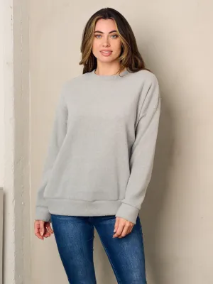 WOMEN'S LONG SLEEVE FUZZY PULLOVER SWEATER