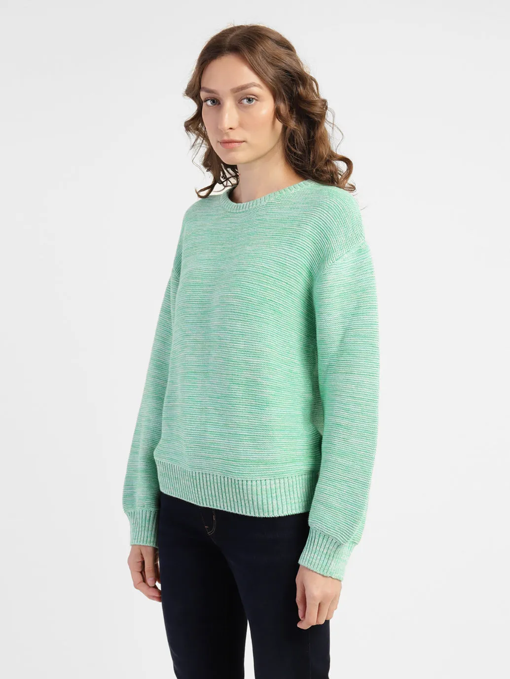 Women's Self Design Round Neck Sweater