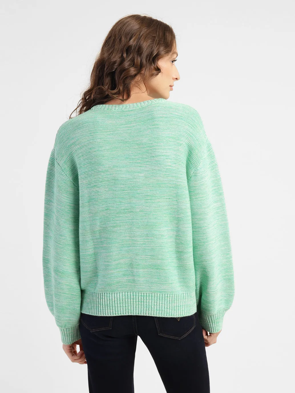 Women's Self Design Round Neck Sweater