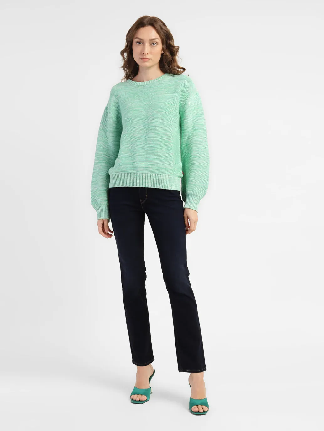 Women's Self Design Round Neck Sweater