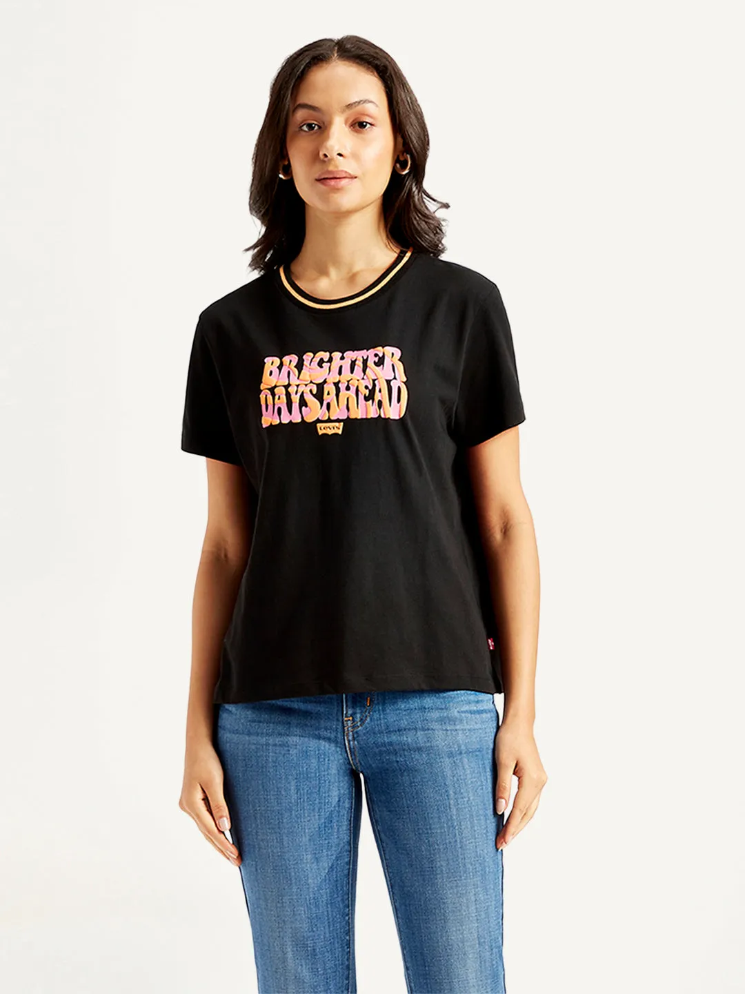 Women's Typographic Print Relaxed Fit T-shirt