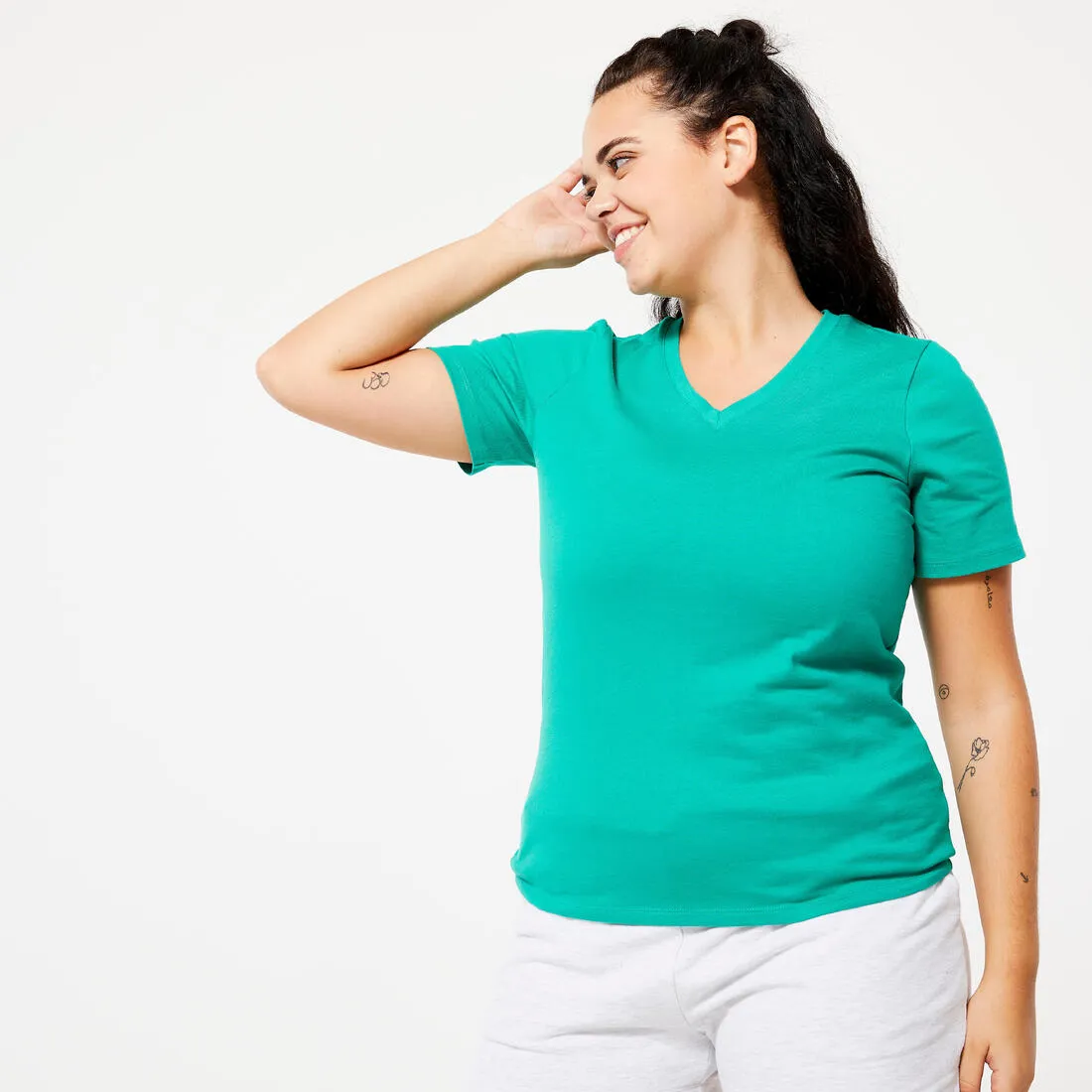Women's V-Neck Cotton Fitness T-Shirt