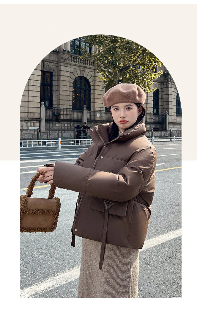 Women's Warm and Stain-Resistant Cropped Puffer Jacket