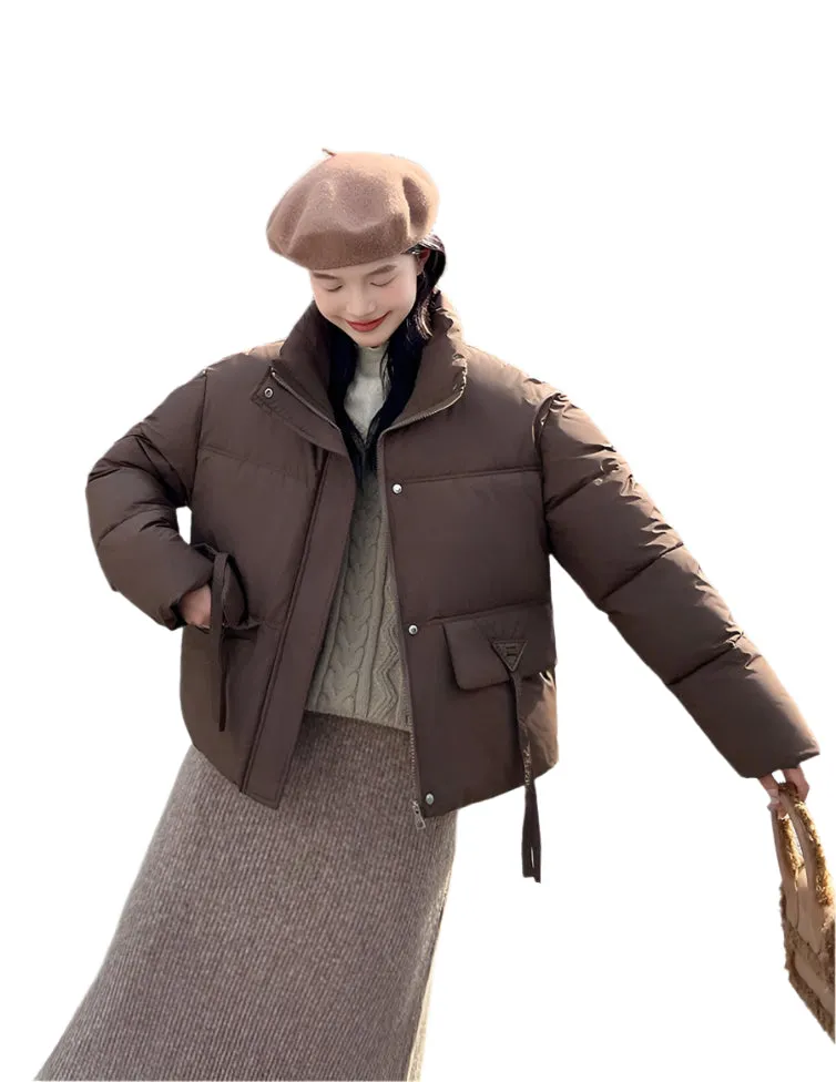 Women's Warm and Stain-Resistant Cropped Puffer Jacket
