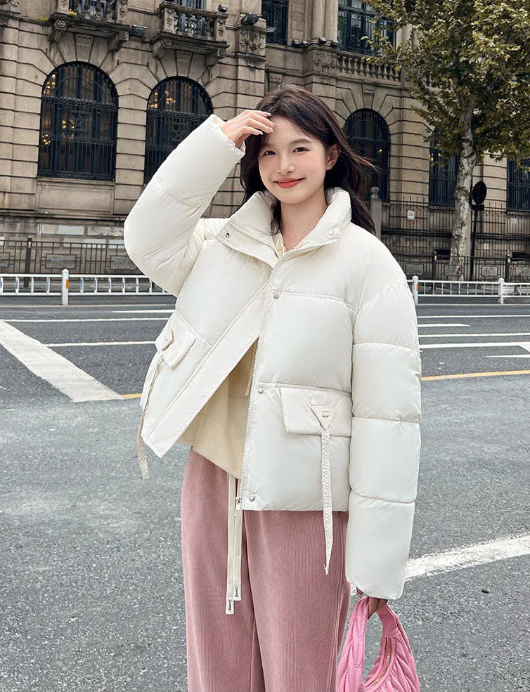 Women's Warm and Stain-Resistant Cropped Puffer Jacket