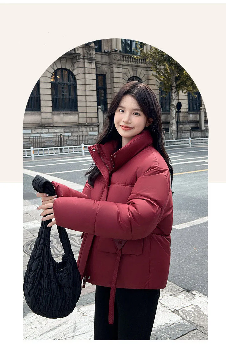 Women's Warm and Stain-Resistant Cropped Puffer Jacket