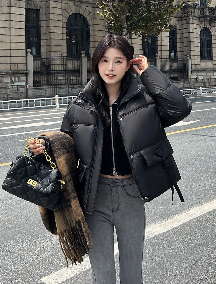 Women's Warm and Stain-Resistant Cropped Puffer Jacket