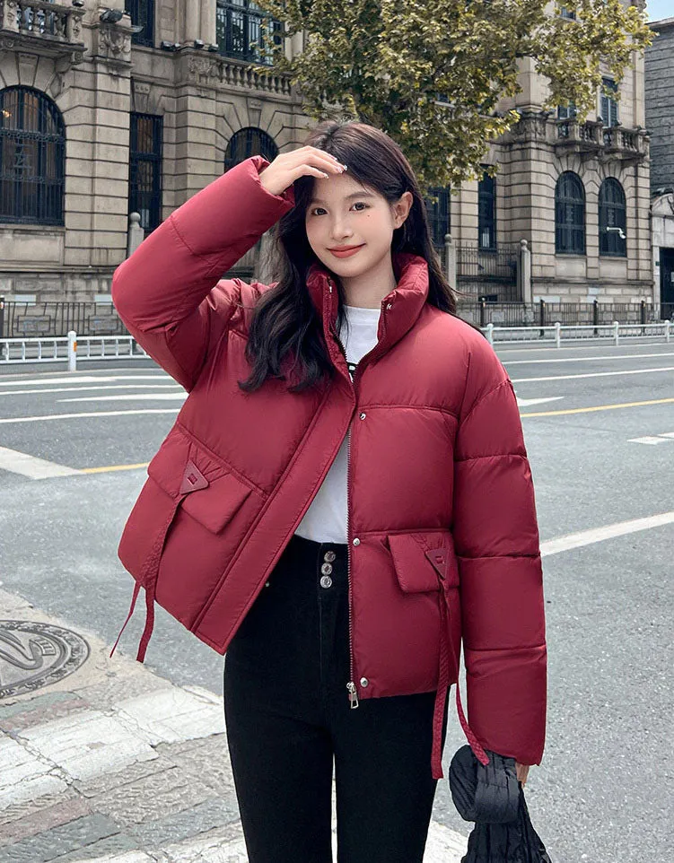Women's Warm and Stain-Resistant Cropped Puffer Jacket