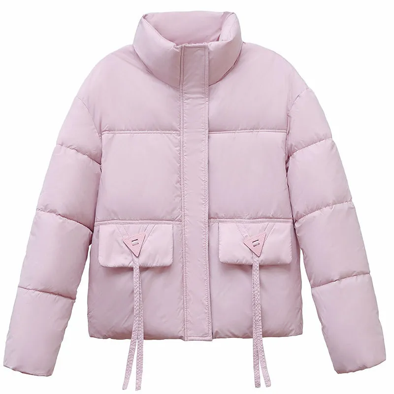 Women's Warm and Stain-Resistant Cropped Puffer Jacket