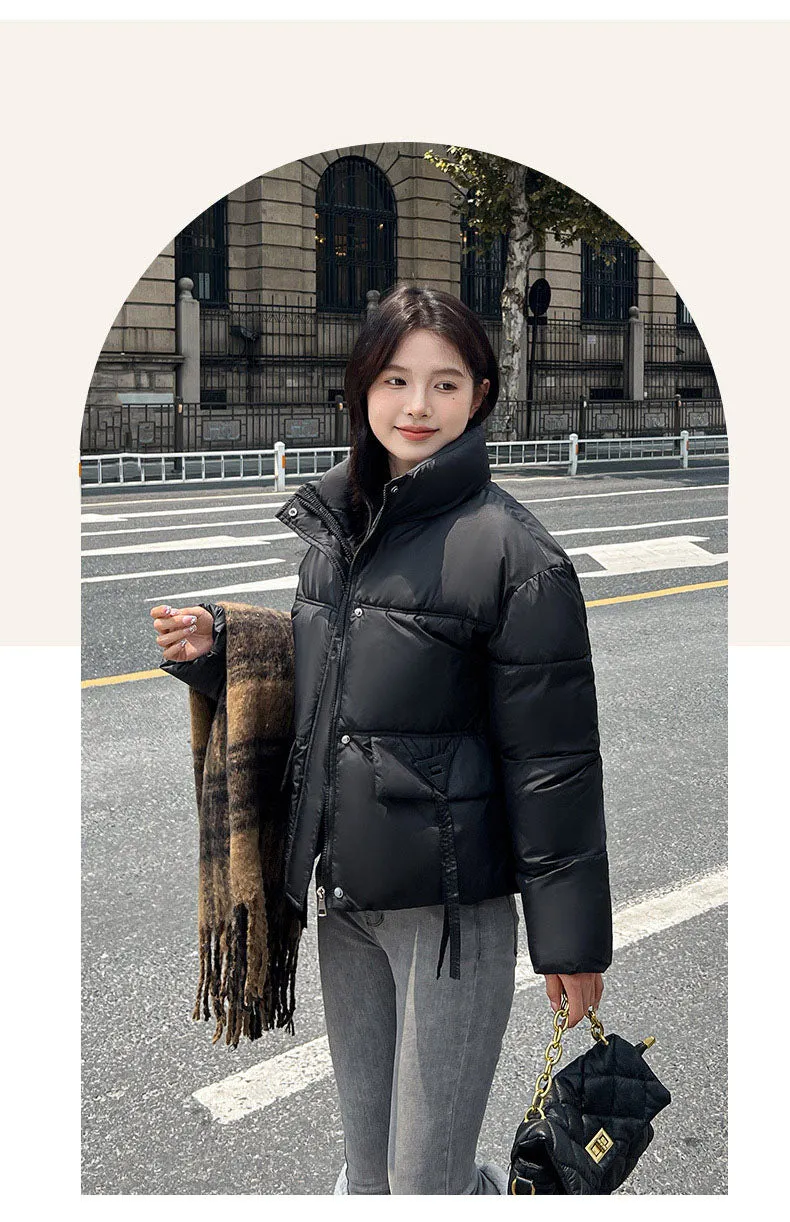 Women's Warm and Stain-Resistant Cropped Puffer Jacket
