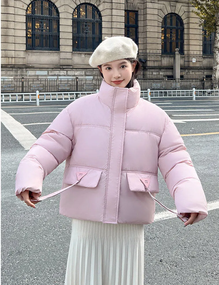Women's Warm and Stain-Resistant Cropped Puffer Jacket