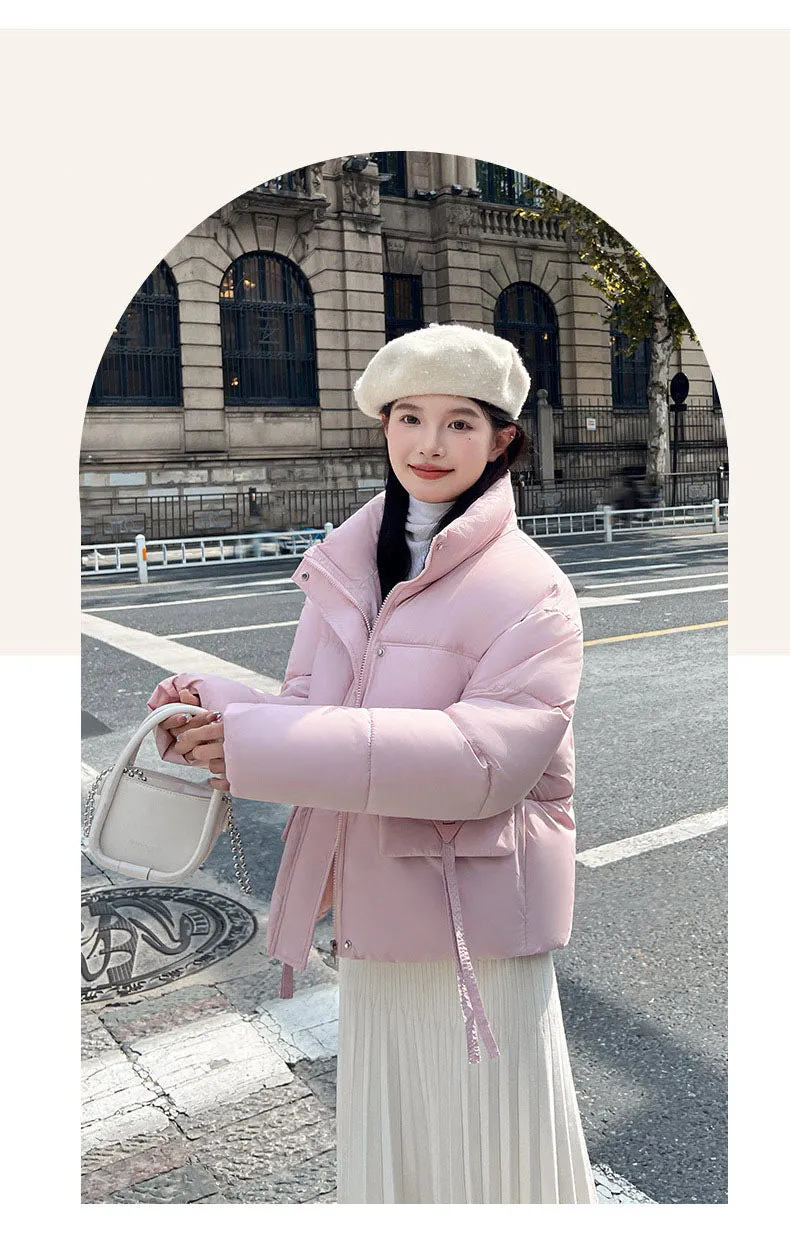 Women's Warm and Stain-Resistant Cropped Puffer Jacket
