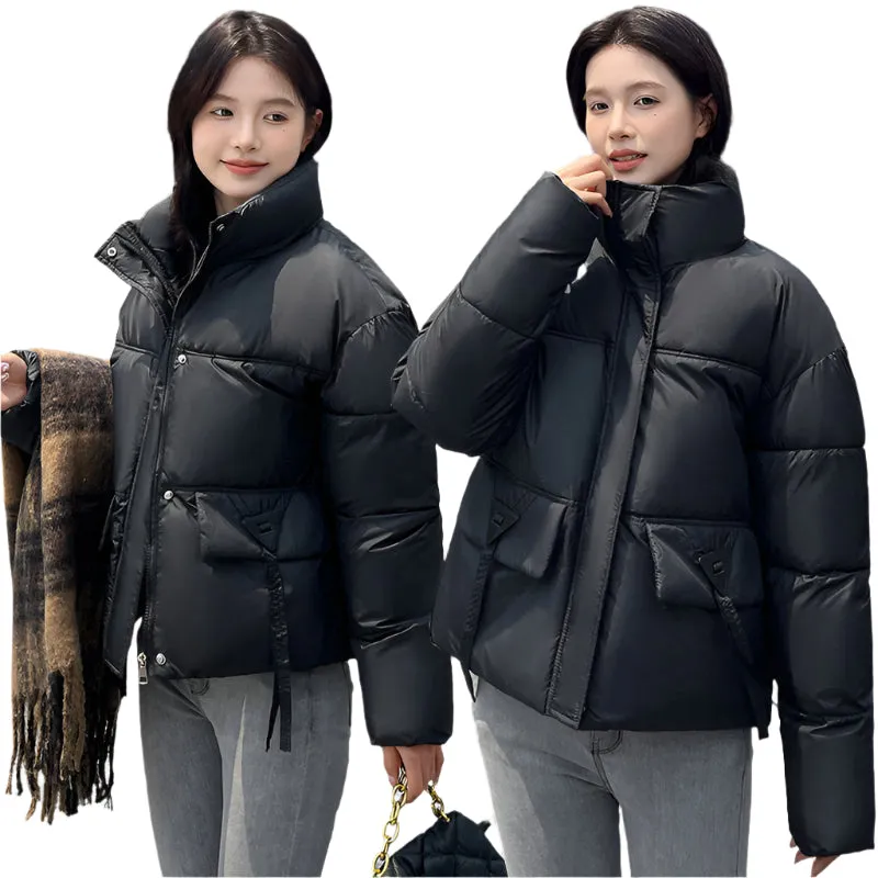 Women's Warm and Stain-Resistant Cropped Puffer Jacket