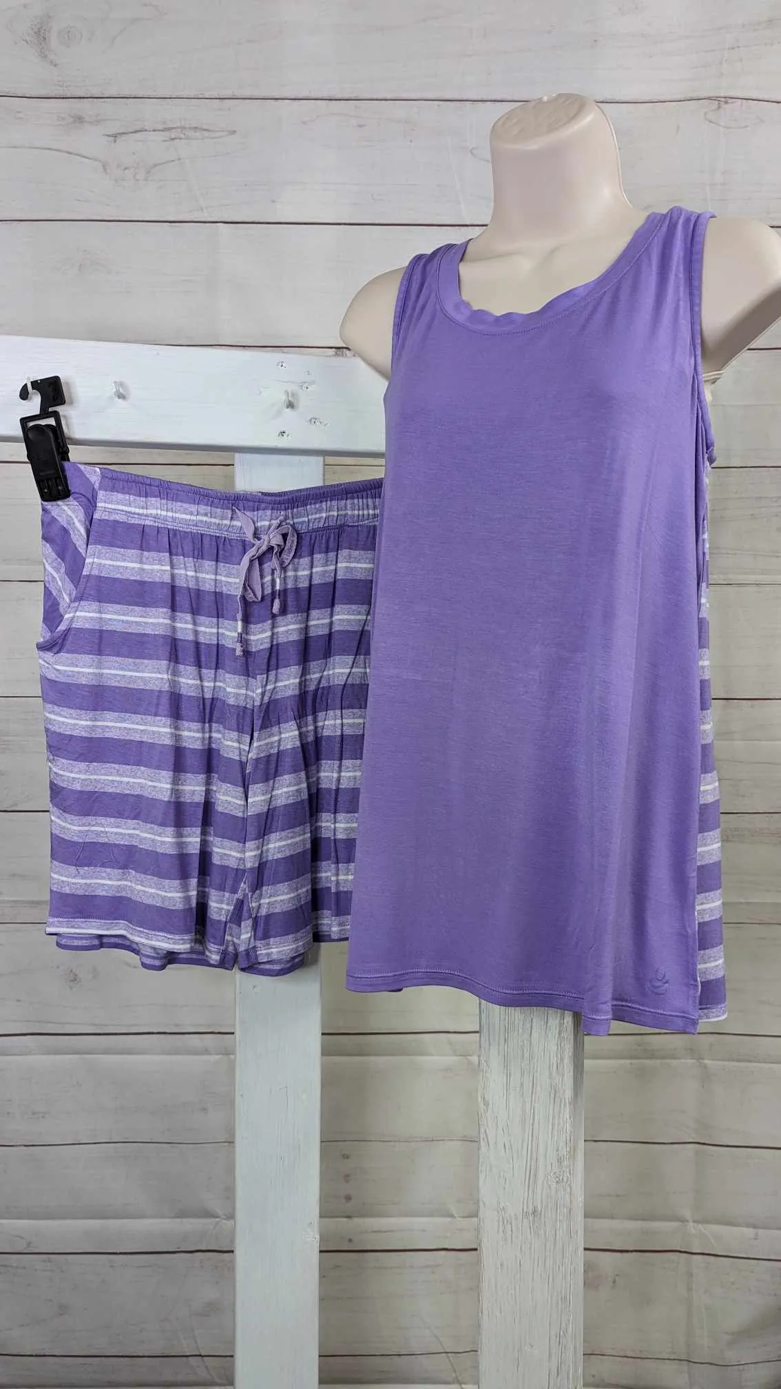 XSMALL PURPLE A593298 Cuddl Duds Smooth Jersey Tank and Shorts Pajama Set