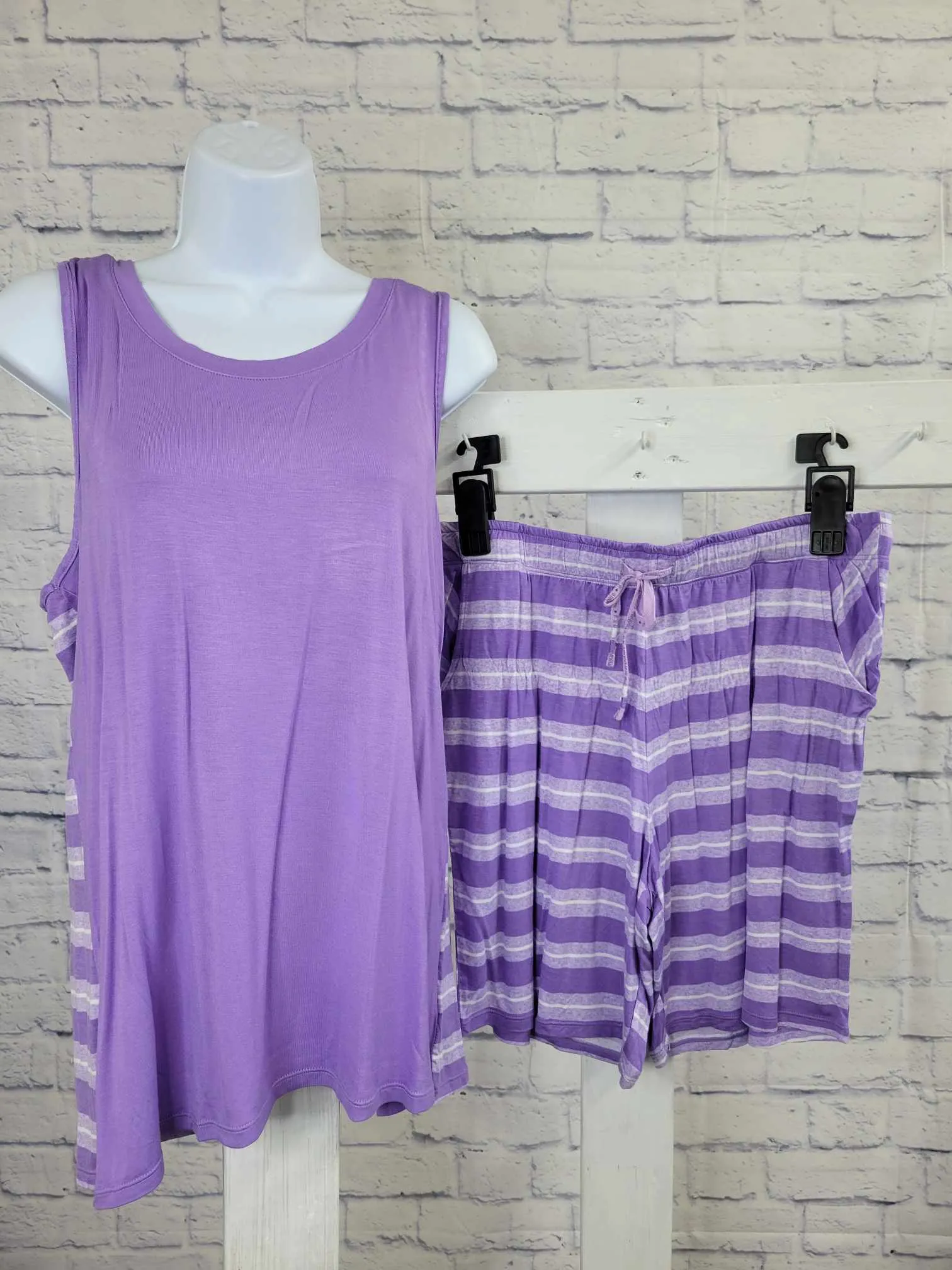 XSMALL PURPLE A593298 Cuddl Duds Smooth Jersey Tank and Shorts Pajama Set