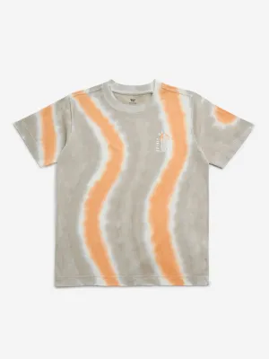 Y&F Kids Beige Tie-Dye Printed Cotton T-Shirt