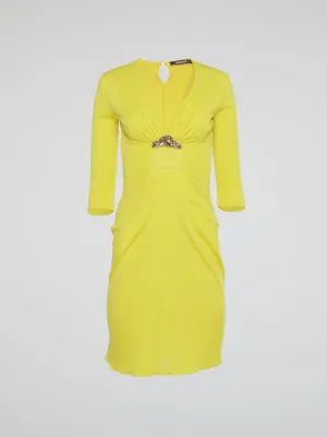 Yellow Plunge Mini Dress
