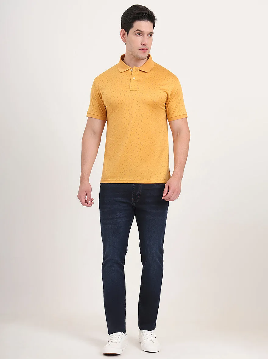 Yellow Printed Regular Fit Polo T-Shirt | JadeBlue