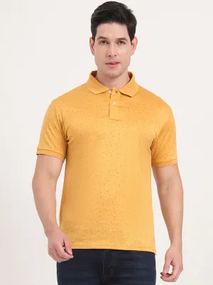 Yellow Printed Regular Fit Polo T-Shirt | JadeBlue
